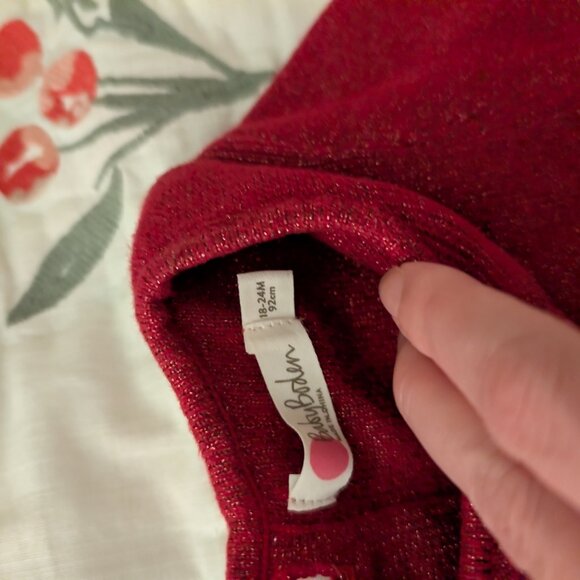 Mini Biden Cranberry Sparkly Bodice Velour Skirted Dress 18-24 months - Picture 2 of 3